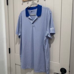 Nike Golf Men's Polo Shirt in Blue and White Stripes
